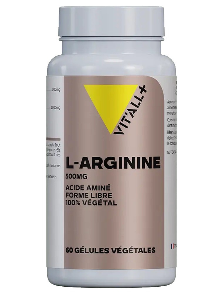 Image principale de la modale pour L-Arginine 500 mg Acide aminé - Sport et Vitalité 60 gélules végétales - Vit'all+