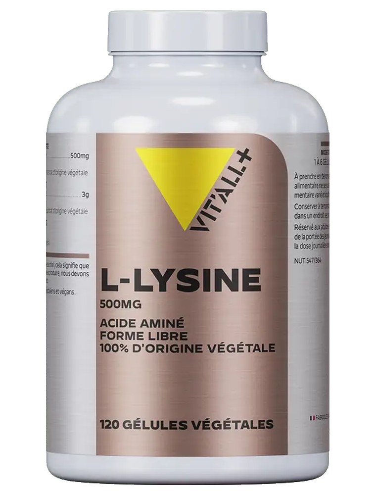 Image principale de la modale pour L-Lysine 500 mg Acide aminé essentiel - Peau 120 gélules végétales - Vit'all+