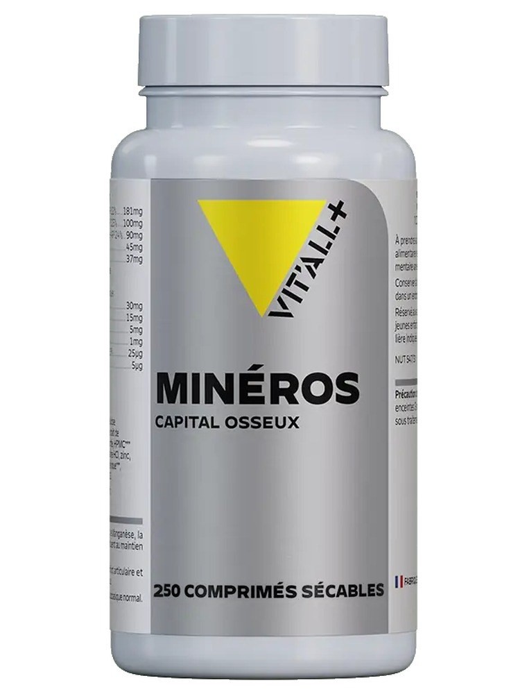 Image principale de la modale pour Minéros Capital osseux Calcium, Magnésium, D3 et K2 - Ossature 250 comprimés - Vit'all+