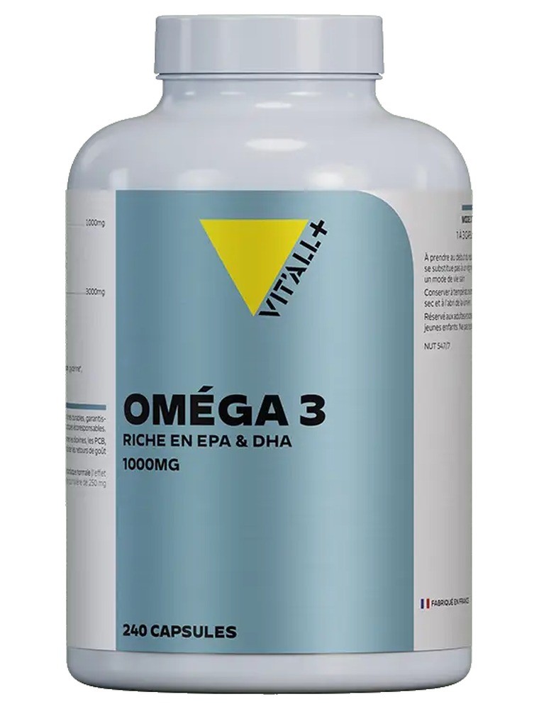 Image principale de la modale pour Oméga 3 Huile de Poisson 1000 mg EPA et DHA - Cœur 240 capsules - Vit'all+