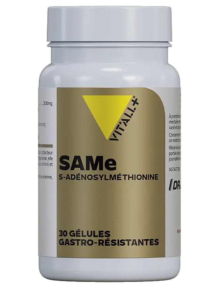 Image principale de la modale pour SAMe S-Adénosylméthionine 200 mg - Humeur et Articulations 30 gélules gastro-résistantes - Vit'all+