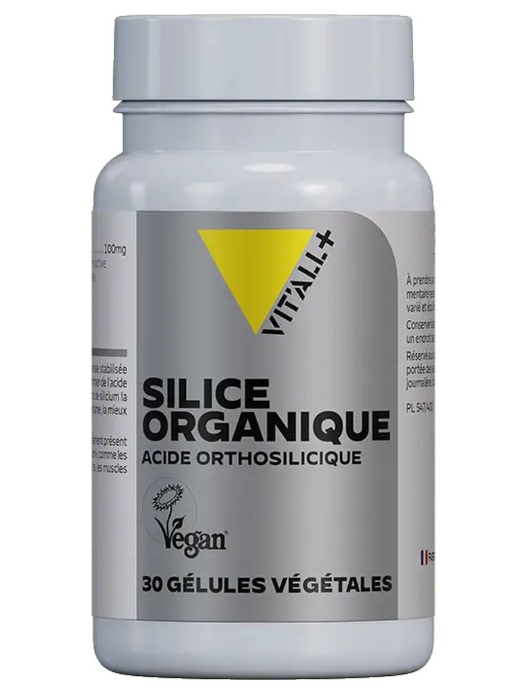 Image principale de la modale pour Silice Organique 25 mg Acide Orthosilicique - Cheveux et Articulations 30 gélules végétales - Vit'all+