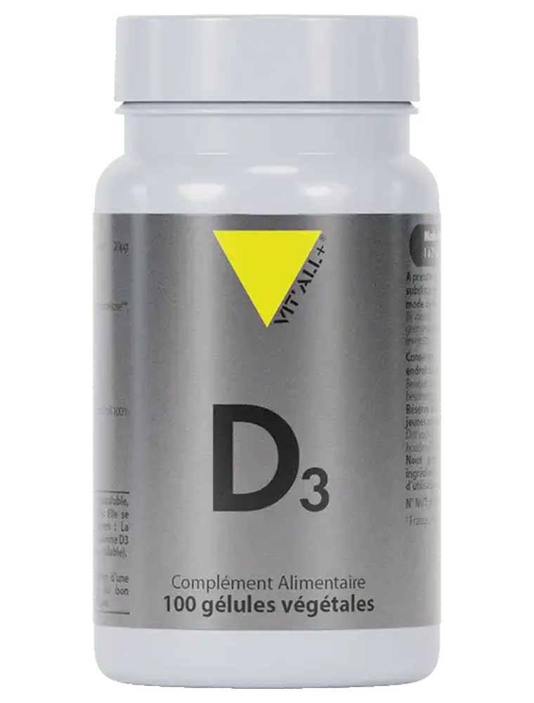 Image principale de la modale pour Vitamine D3 800 UI 20 µg Gélules végétales - Os et Défenses 100 gélules végétales - Vit'all+
