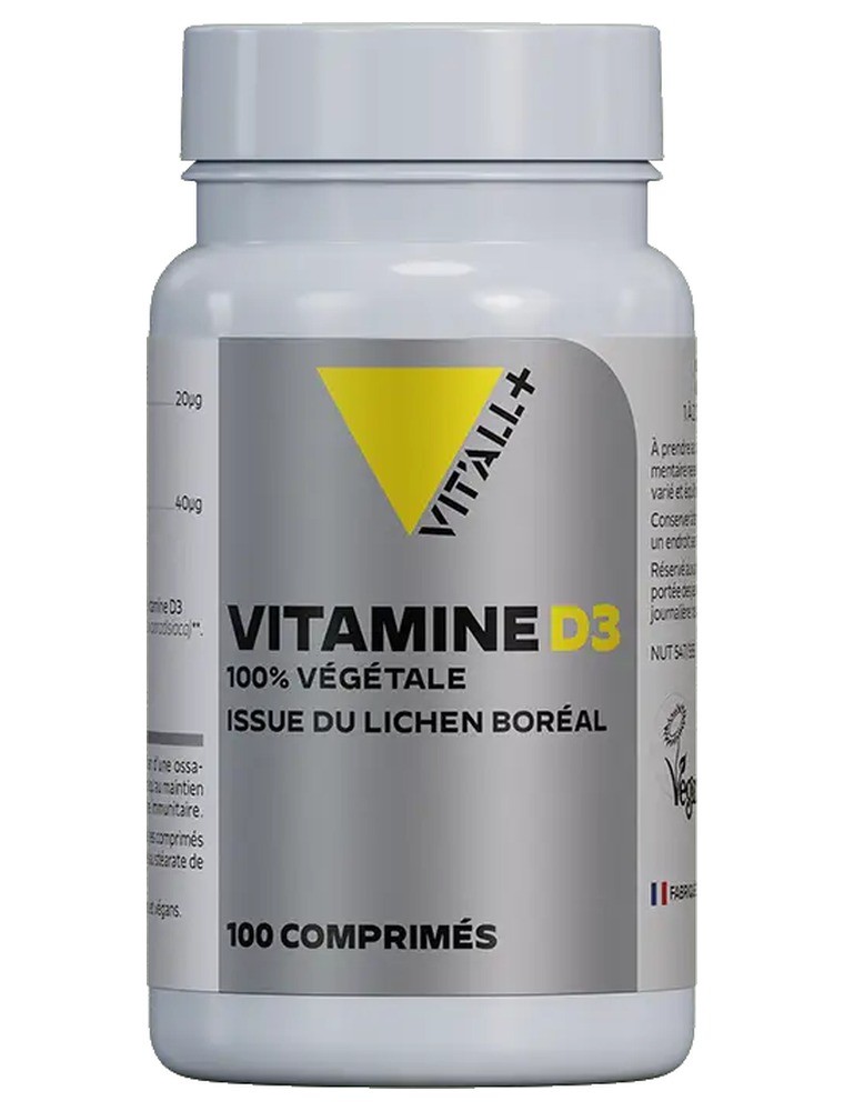 Image principale de la modale pour Vitamine D3 Végétale 800 UI de Lichen - Os et Immunité 100 comprimés sécables - Vit'all+