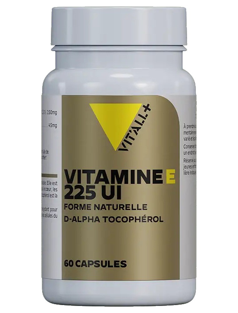 Image principale de la modale pour Vitamine E 225 UI D-alpha-tocophérol naturel - Antioxydant 60 capsules - Vit'all+
