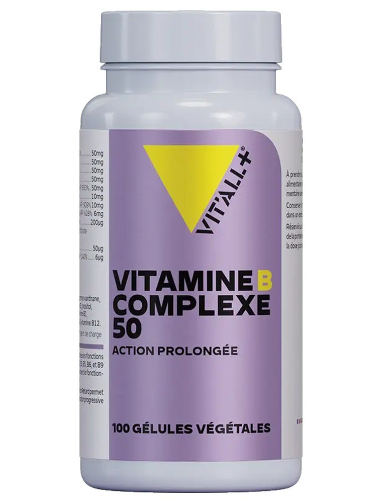 Image principale de la modale pour Vitamines B Complexe 50 Action Prolongée - Fatigue et Nervosité 100 gélules végétales - Vit'all+