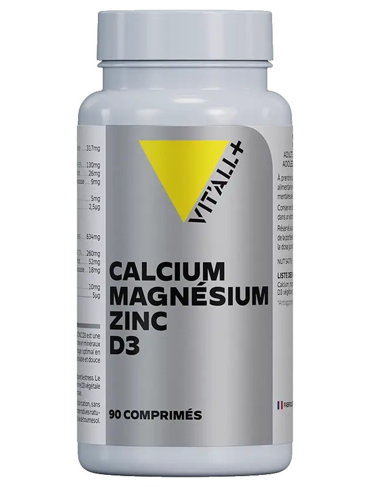 Image principale de la modale pour Calcium Magnésium Zinc D3 - Ossature Saine 90 comprimés - Vit'all+