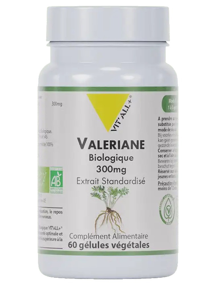 Image principale de la modale pour Valériane 300mg Bio - Relaxation 60 gélules végétales - Vit'all+