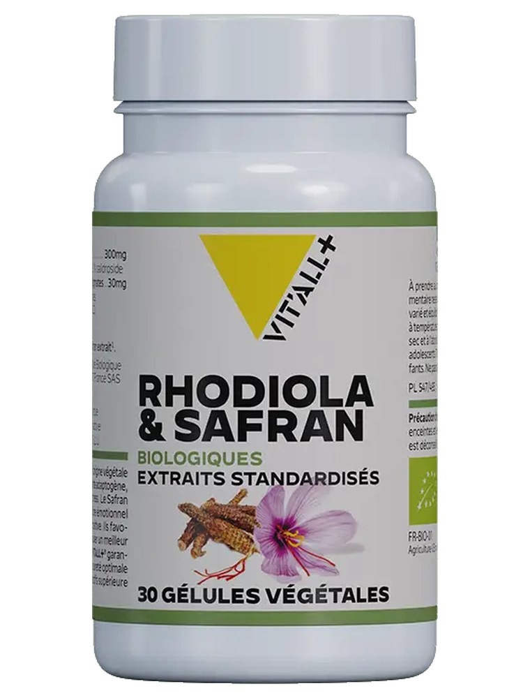 Image principale de la modale pour Rhodiola et Safran Bio - Détente et Sommeil 30 gélules végétales - Vit'all+