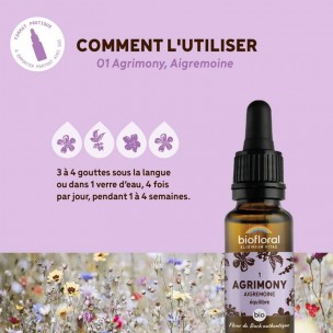 Image 80968 supplémentaire pour Agrimony n°1 - Calme et Équilibre Bio aux Fleurs de Bach 20 ml - Biofloral