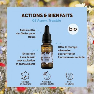 Image 80969 supplémentaire pour Aspen Tremble n°2 - Sérénité et Confiance Bio aux Fleurs de Bach 20 ml - Biofloral