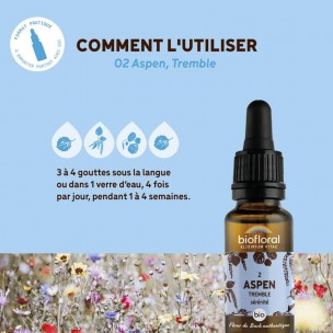 Image 80971 supplémentaire pour Aspen Tremble n°2 - Sérénité et Confiance Bio aux Fleurs de Bach 20 ml - Biofloral