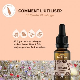 Image 80980 supplémentaire pour Cerato Plumbago n°5 - Force et Volonté Bio aux Fleurs de Bach 20 ml - Biofloral