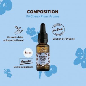 Image 80982 supplémentaire pour Cherry Plum Prunus n°6 - Confiance et Sérénité Bio aux Fleurs de Bach 20 ml - Biofloral