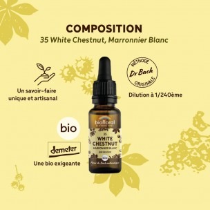 Image 80991 supplémentaire pour White Chestnut n°35 - Vitalité et Joie de Vivre Bio aux Fleurs de Bach 20 ml - Biofloral