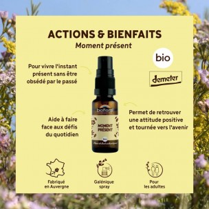 Image 80996 supplémentaire pour Moment Présent Bio - Spray Complexe Bio aux Fleurs de Bach 20 ml - Biofloral