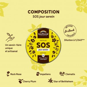 Image 81036 supplémentaire pour SOS Jour Serein Bio - Complexe Secours Fleurs de Bach Pastilles 50g - Biofloral