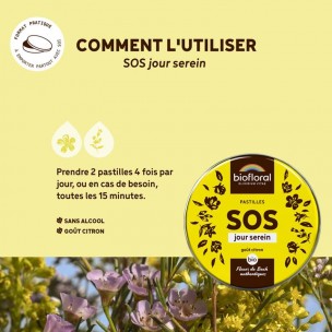 Image 81037 supplémentaire pour SOS Jour Serein Bio - Complexe Secours Fleurs de Bach Pastilles 50g - Biofloral