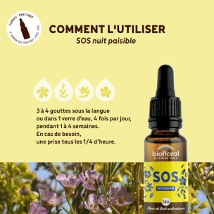 Image 81043 supplémentaire pour SOS Nuit Paisible - Complexe Secours Bio aux Fleurs de Bach 20 ml - Biofloral