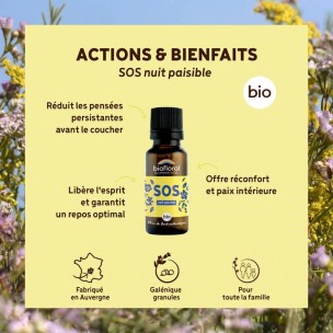 Image 81044 supplémentaire pour SOS Nuit Paisible Bio - Complexe Secours Fleurs de Bach Granules 19,5 g - Biofloral
