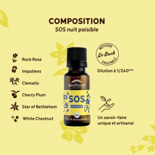 Image 81045 supplémentaire pour SOS Nuit Paisible Bio - Complexe Secours Fleurs de Bach Granules 19,5 g - Biofloral