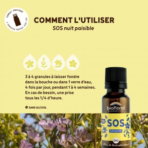 Image 81046 supplémentaire pour SOS Nuit Paisible Bio - Complexe Secours Fleurs de Bach Granules 19,5 g - Biofloral
