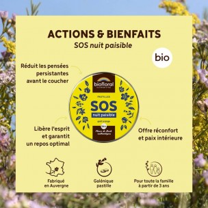 Image 81047 supplémentaire pour SOS Nuit Paisible Bio - Complexe Secours Fleurs de Bach Pastilles 50g - Biofloral