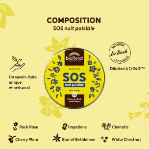 Image 81048 supplémentaire pour SOS Nuit Paisible Bio - Complexe Secours Fleurs de Bach Pastilles 50g - Biofloral
