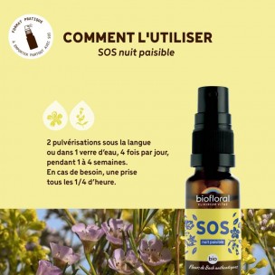 Image 81052 supplémentaire pour Complexe SOS Nuit Paisible Bio - Spray Complexe Secours Bio aux Fleurs de Bach 20 ml - Biofloral
