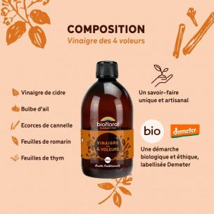 Image 81063 supplémentaire pour Vinaigre des 4 voleurs Bio - Recette originale 500 ml - Biofloral