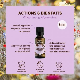 Image 81067 supplémentaire pour Agrimony n°1 - Calme et Équilibre Bio aux Fleurs de Bach en granules 19,5 g - Biofloral