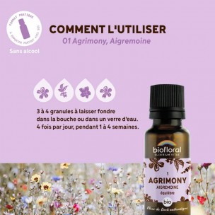 Image 81069 supplémentaire pour Agrimony n°1 - Calme et Équilibre Bio aux Fleurs de Bach en granules 19,5 g - Biofloral