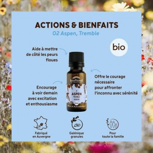 Image 81071 supplémentaire pour Aspen Tremble n°2 - Sérénité et Confiance Bio aux Fleurs de Bach en granules 19,5 g - Biofloral