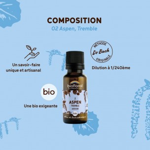 Image 81072 supplémentaire pour Aspen Tremble n°2 - Sérénité et Confiance Bio aux Fleurs de Bach en granules 19,5 g - Biofloral
