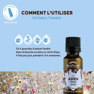 Image 81073 supplémentaire pour Aspen Tremble n°2 - Sérénité et Confiance Bio aux Fleurs de Bach en granules 19,5 g - Biofloral