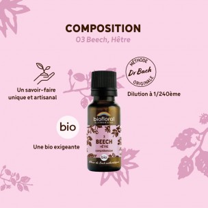 Image 81076 supplémentaire pour Beech Hêtre n°3 - Acceptation et Compréhension Bio aux Fleurs de Bach en granules 19,5 g - Biofloral