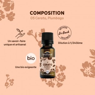 Image 81084 supplémentaire pour Cerato Plumbago n°5 - Force et Volonté Bio aux Fleurs de Bach en granules 19,5 g - Biofloral
