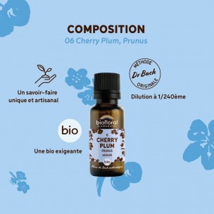 Image 81088 supplémentaire pour Cherry Plum Prunus n°6 - Confiance et Sérénité Bio aux Fleurs de Bach en granules 19,5 g - Biofloral