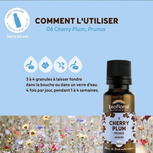 Image 81089 supplémentaire pour Cherry Plum Prunus n°6 - Confiance et Sérénité Bio aux Fleurs de Bach en granules 19,5 g - Biofloral