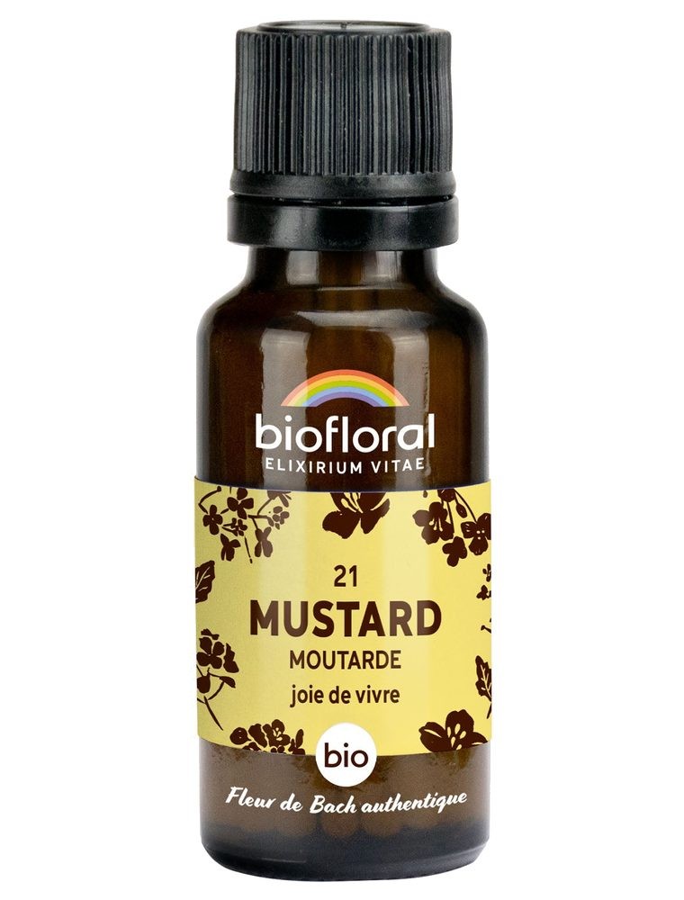 Image principale de la modale pour Mustard Moutarde n°21 - Tristesse et Mélancolie Bio aux Fleurs de Bach en granules 19,5 g - Biofloral