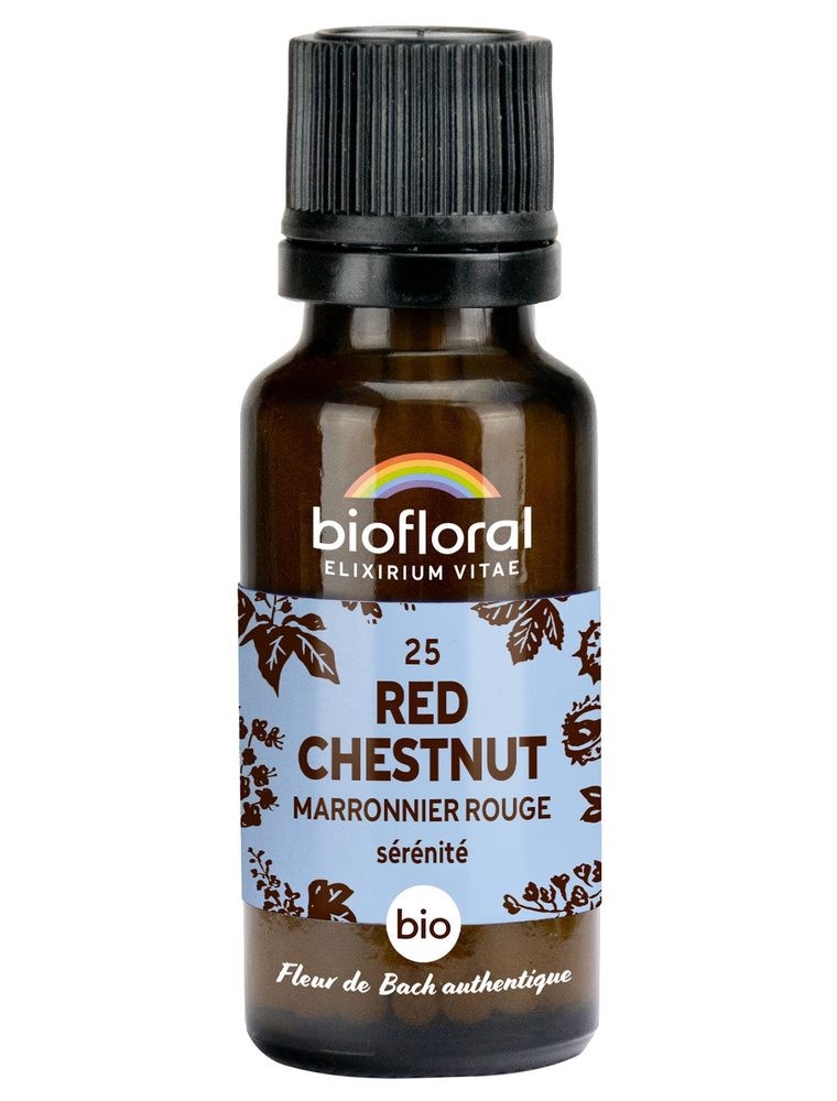 Image principale de la modale pour Red Chestnut (Marronnier rouge) n°25 - Sérénité et Confiance Bio aux Fleurs de Bach en granules 19,5 g - Biofloral