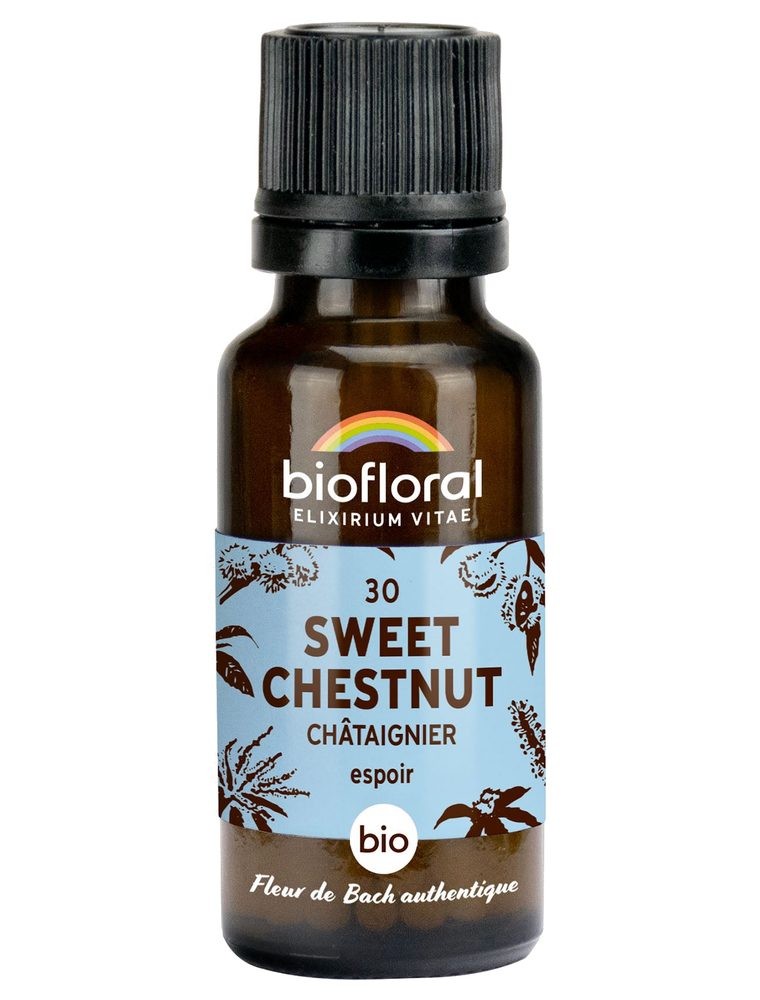 Image principale de la modale pour Sweet Chestnut Châtaignier n°30 - Courage et Espoir Bio aux Fleurs de Bach en granules 19,5 g - Biofloral