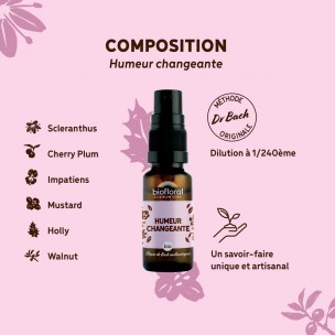 Image 81137 supplémentaire pour Humeur Changeante Bio - Spray Complexe Bio aux Fleurs de Bach 20 ml - Biofloral