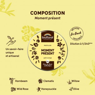 Image 81165 supplémentaire pour Moment Présent Bio - Complexe Bio aux Fleurs de Bach en pastilles 50 g - Biofloral