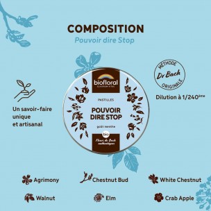 Image 81173 supplémentaire pour Pouvoir Dire Stop Bio - Complexe Bio aux Fleurs de Bach en pastilles 50 g - Biofloral