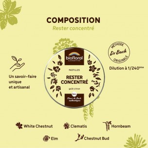 Image 81177 supplémentaire pour Rester Concentré Bio - Complexe Bio aux Fleurs de Bach en pastilles 50 g - Biofloral