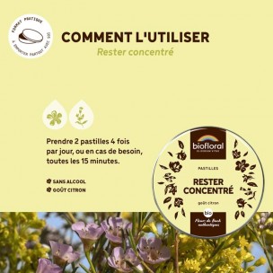 Image 81178 supplémentaire pour Rester Concentré Bio - Complexe Bio aux Fleurs de Bach en pastilles 50 g - Biofloral