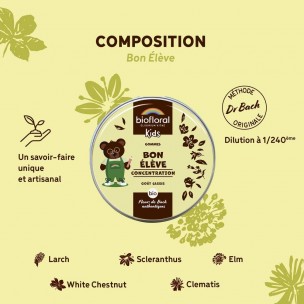 Image 81193 supplémentaire pour Bon Élève Bio - Fleurs de Bach pour les Enfants Gommes 45g - Biofloral