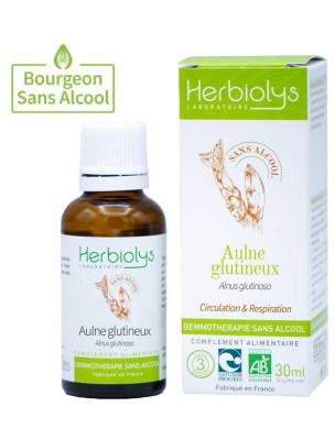 Image 81215 supplémentaire pour Aulne Glutineux Macérât de bourgeons Sans Alcool Bio - Circulation et Respiration 30 ml - Herbiolys