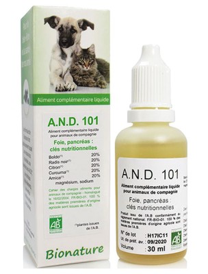 Image de AND 101 - Foie et digestion des animaux Bio 30 ml - Bionature depuis Commandez les produits Bionature à l'herboristerie Louis